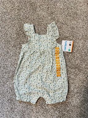 Carter's Baby Girls One Piece Snap-Up Sleeveless Cotton Romper Green Floral